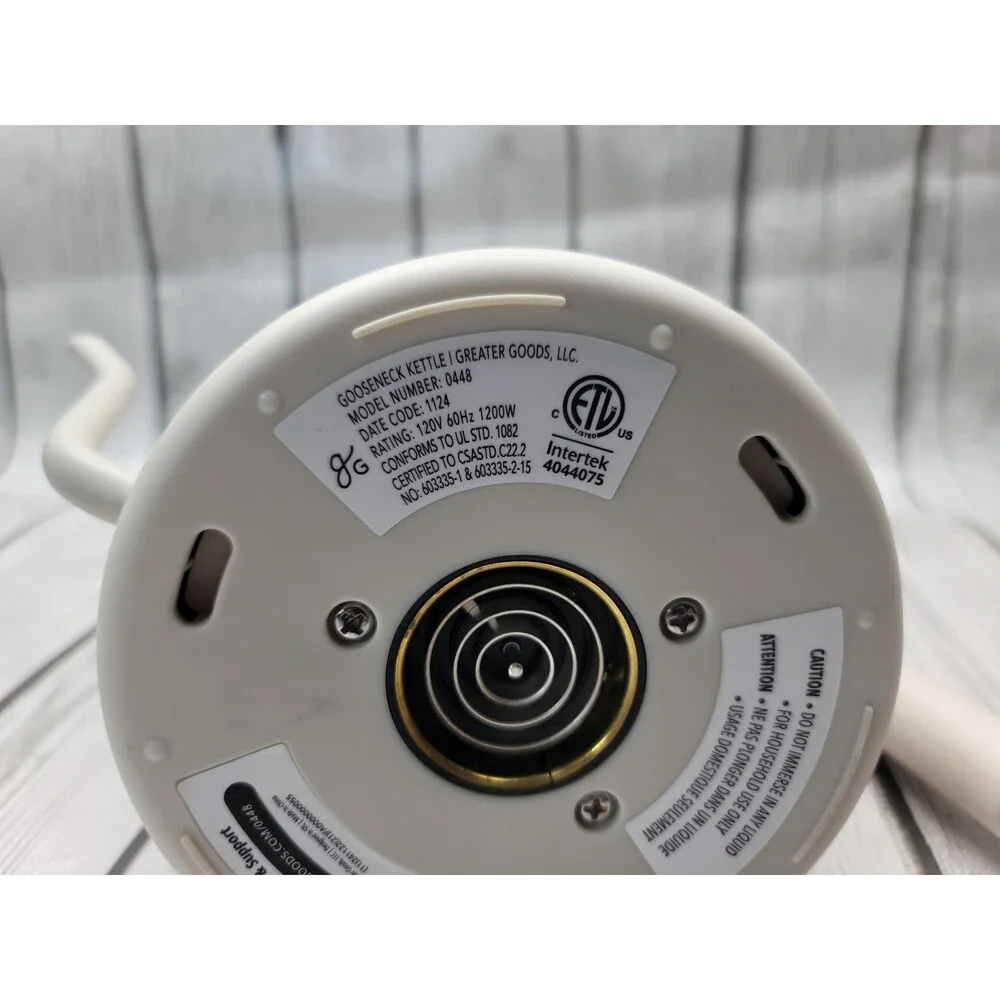 Greater Goods Gooseneck Electric Kettle Only Birch White 0448 Tested